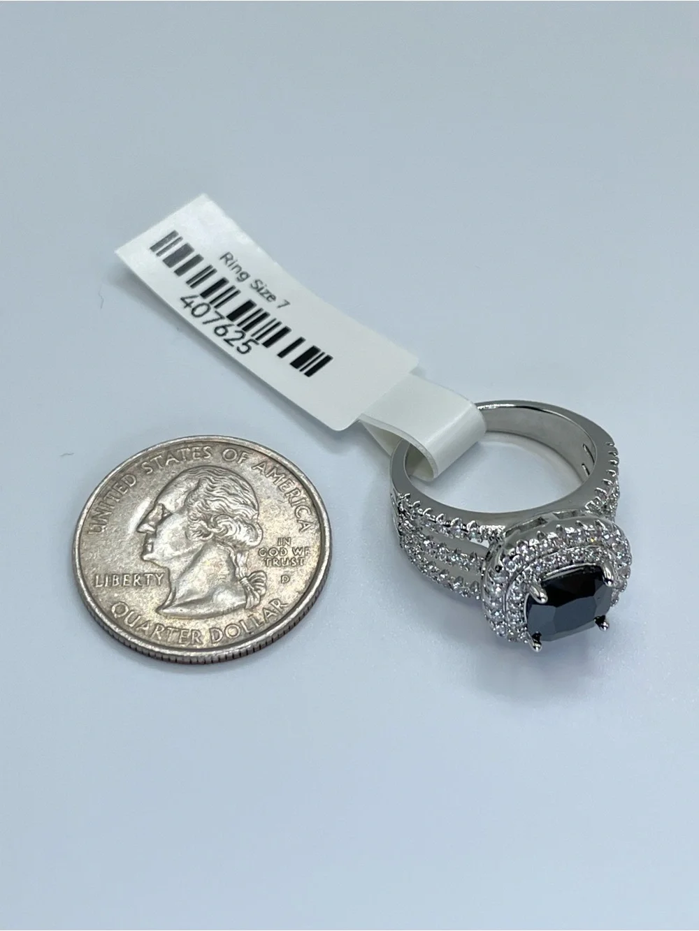 Swarovski Crystal Elements Deep Black Swarovski Element Halo Statement Ring Sz 7